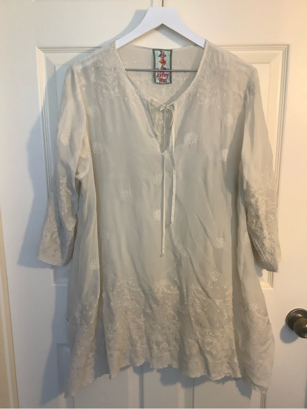 Johnny Was Floral Beige Tunic Top